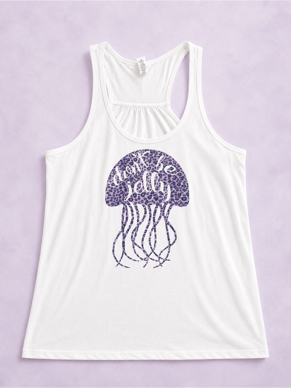 3/$25 / Small Shop Ladies White Racerback Tank Top with Purple Jellyfish Graphic